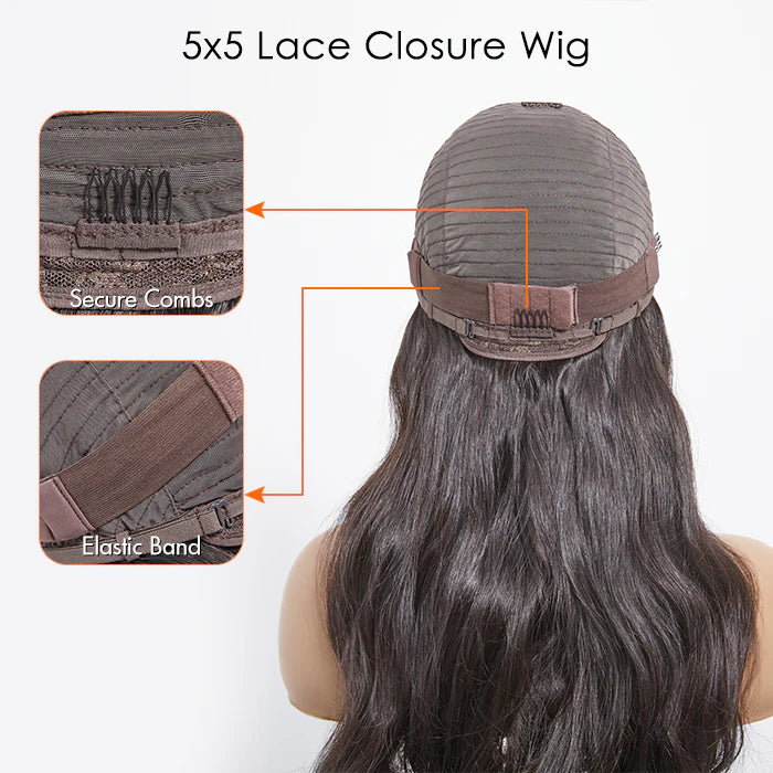 180% Density 5x5 Glueless Lace Closure Wig Body Wave
