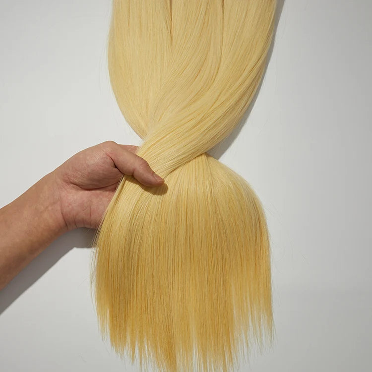 12A Premium Raw Indian Hair #613 Lightest Blonde Straight 12-30''