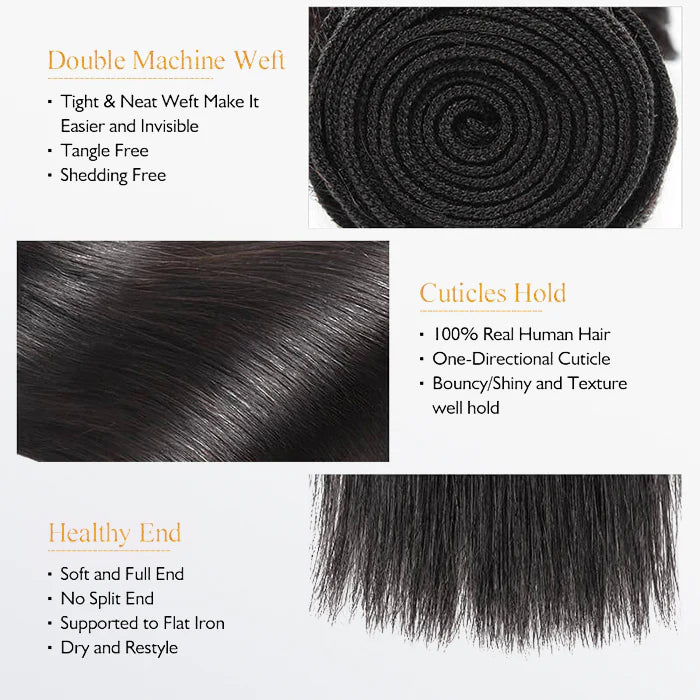 Straight Brazilian 100% Virgin Hair Bundles 10-32''