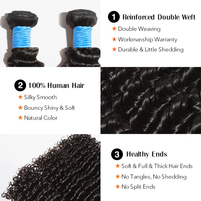 Deep Curly Brazilian 100% Virgin Hair Bundles 10-30''