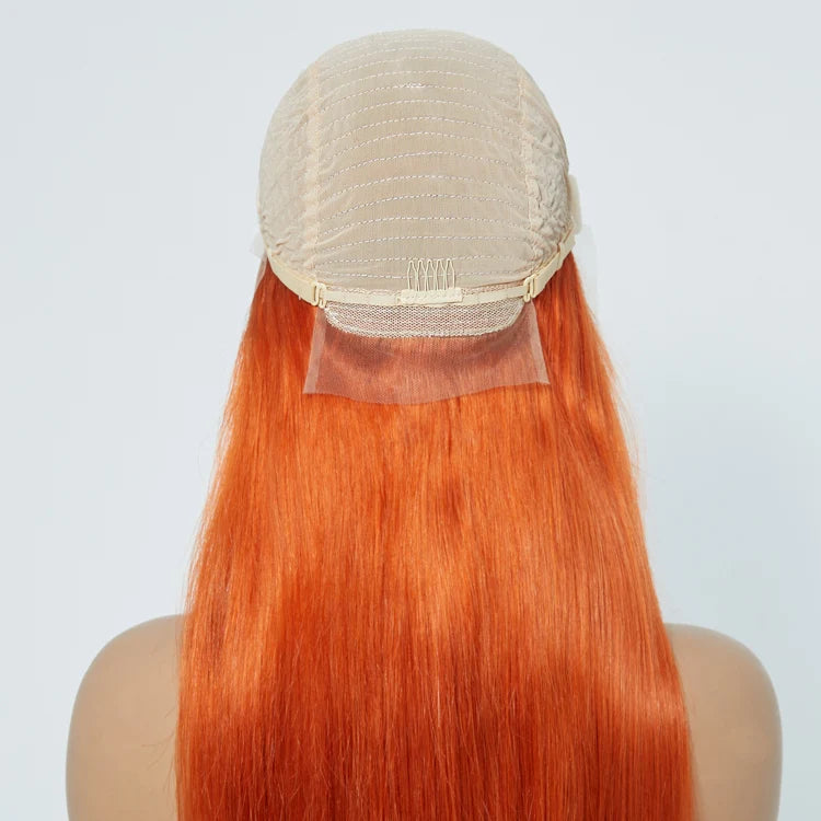 150% Density 13x4 Pre-Plucked Free Part Lace Frontal Wig Straight Ginger