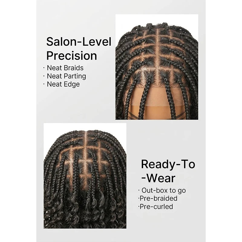 150% Density 5x5 Closure Lace with Boho Braids Pre-Cut Glueless Top Human Hair Wig Curly