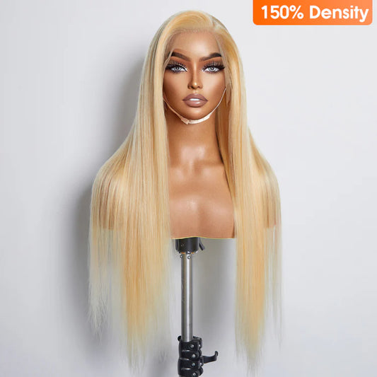 150% Density 13x4 Pre-Plucked Lace Frontal Wig Straight #613