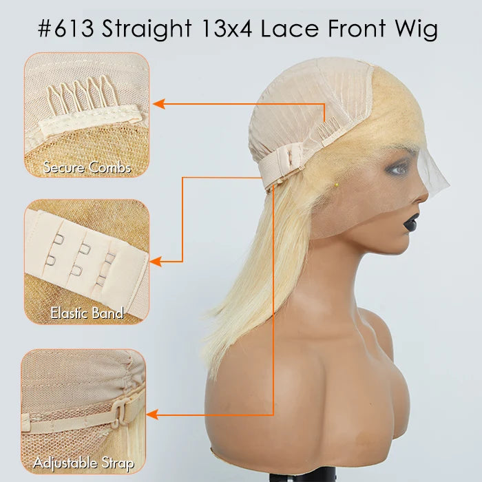 150% Density Pre-Plucked 13x4 Lace Frontal Bob Wig Straight #613